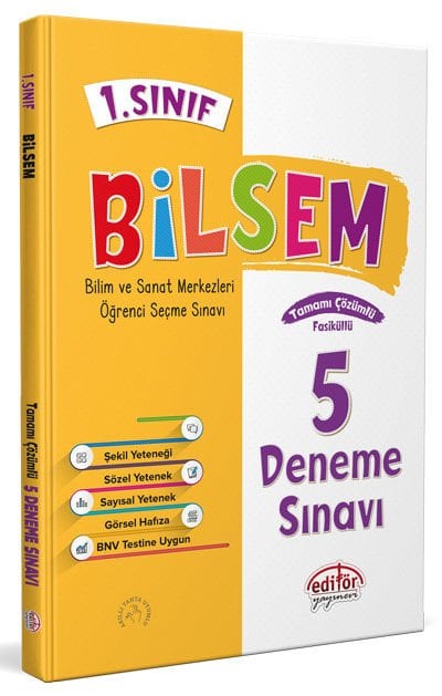 1. Sınıf Bilsem Tamamı Çözümlü 5 Deneme Sınavı Editör Yayınları