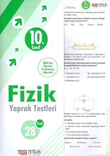 10.Sınıf Fizik Yaprak Test Nitelik Yayınları