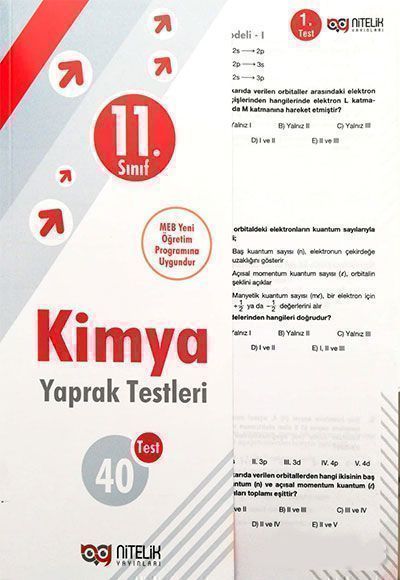 11.Sınıf Kimya Yaprak Test Nitelik Yayınları