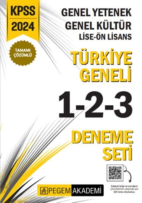 2024 KPSS Genel Yetenek Genel Kültür Lise Ön Lisans Türkiye Geneli 1-2-3 Deneme Seti Pegem Akademi Yayıncılık