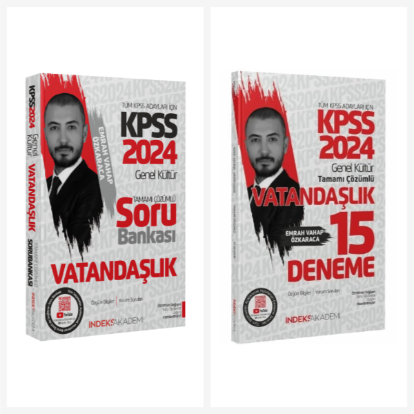2024 KPSS Vatandaşlık Çözümlü Soru Bankası ve Deneme Seti - Emrah Vahap Özkaraca İndeks Akademi Yayıncılık