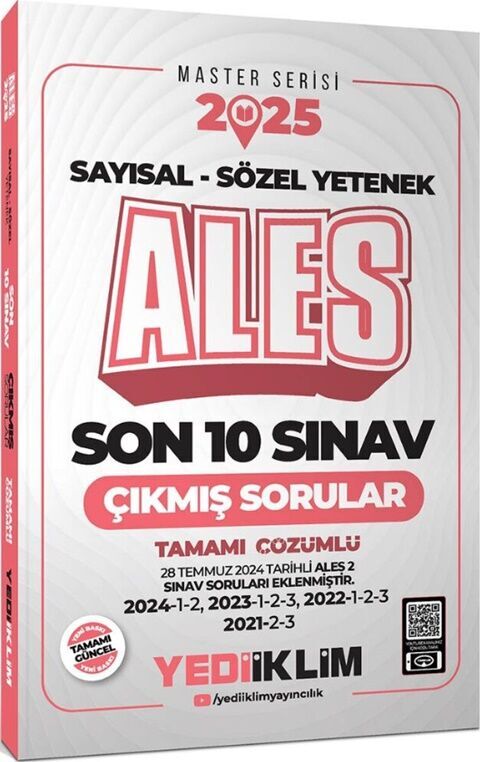 2025 ALES Sayısal Sözel Yetenek Tamamı Çözümlü Son 10 Sınav Çıkmış Sorular Yediiklim Yayınları