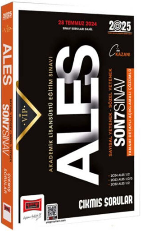 2025 ALES Vip Sayısal Sözel Yetenek Son 7 Sınav Çıkmış Sorular 28 Temmuz 2024 Sınav Soruları Dahil Yargı Yayınları