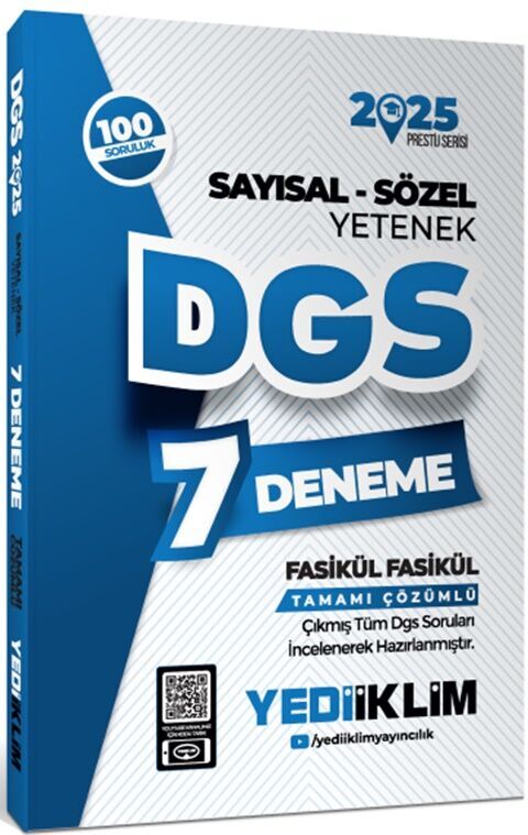 2025 DGS Prestij Sayısal - Sözel Yetenek 7 Fasikül Deneme Yediiklim Yayınları