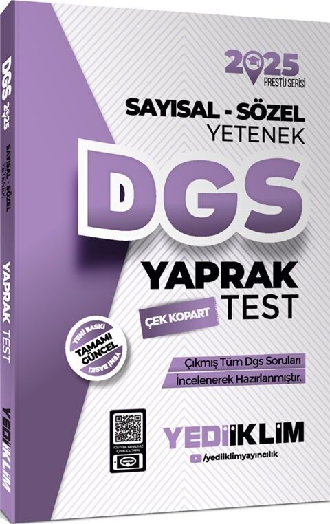 2025 DGS Sayısal Sözel Yetenek Çek Kopart Yaprak Test Yediiklim Yayınları
