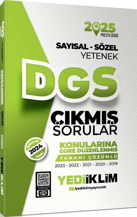 2025 DGS Sayısal Sözel Yetenek Tamamı Çözümlü Konularına Göre Çıkmış Sorular Yediiklim Yayınları