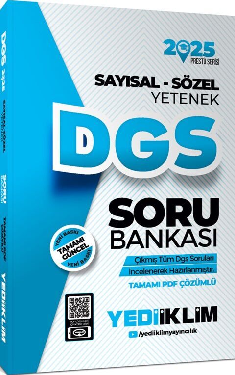 2025 DGS Sayısal Sözel Yetenek Tamamı PDF Çözümlü Soru Bankası Yediiklim Yayınları