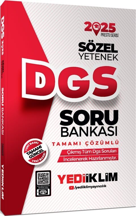 2025 DGS Sözel Yetenek Tamamı Çözümlü Soru Bankası Yediiklim Yayınları