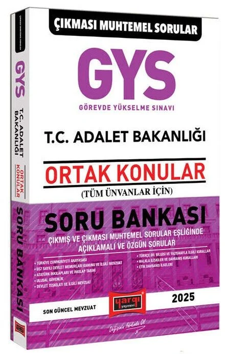 2025 GYS Adalet Bakanlığı Ortak Konular Soru Bankası Görevde Yükselme Yargı Yayınları