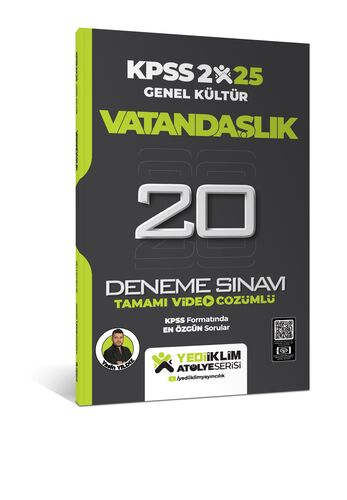 2025 KPSS Vatandaşlık Genel Kültür Atölye Serisi Tamamı Video Çözümlü 20 Deneme Sınavı Yediiklim Yayınları