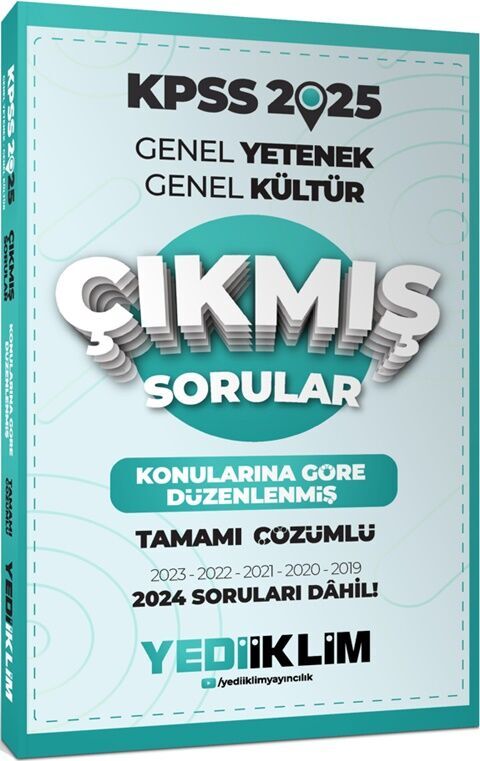2025 KPSS Genel Yetenek Genel Kültür Konularına Göre Düzenlenmiş Tamamı Çözümlü Çıkmış Sorular Yediiklim Yayınları
