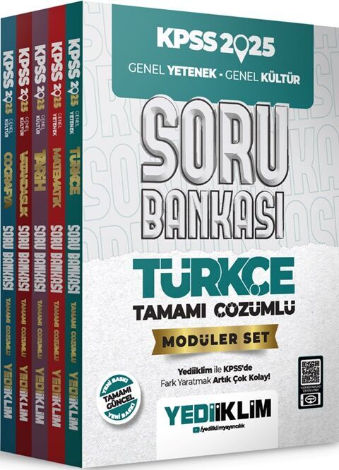2025 KPSS Genel Yetenek Genel Kültür Tamamı Çözümlü Modüler Set Soru Bankası Yediiklim Yayınları