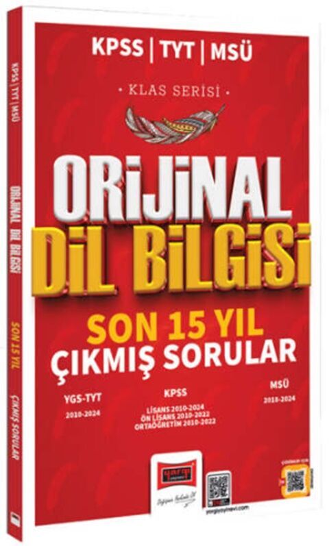 2025 KPSS TYT MSÜ Klas Serisi Orijinal Dil Bilgisi Son 15 Yıl Çıkmış Sorular Yargı Yayınları