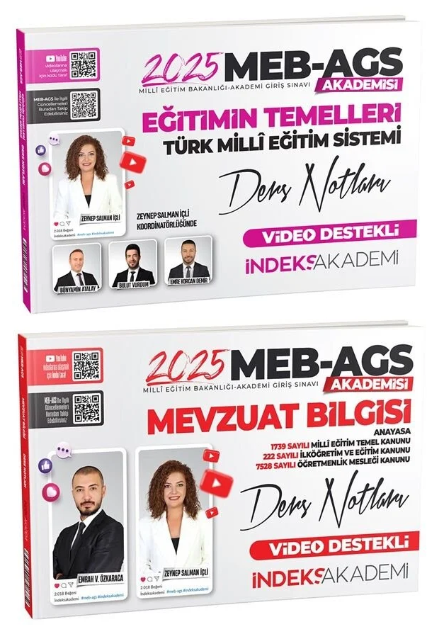2025 MEB-AGS Akademisi Eğitimin Temelleri + Mevzuat Bilgisi Ders Notları 2 li Set - Zeynep Salman İçli, Emrah Vahap Özkaraca İndeks Akademi Yayıncılık