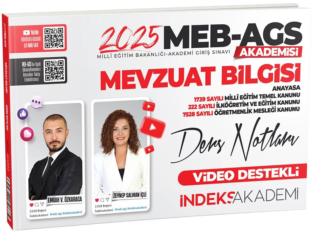 2025 MEB AGS Akademisi Mevzuat Bilgisi Video Ders Notları İndeks Akademi Yayıncılık