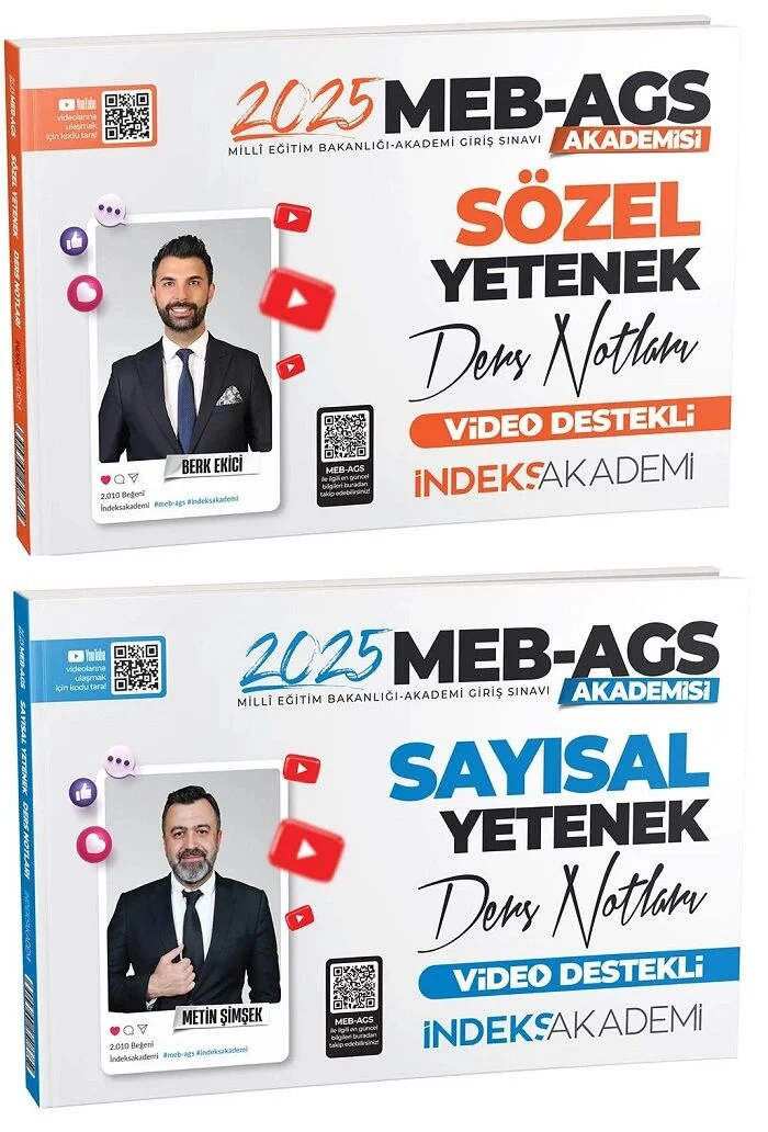 2025 MEB-AGS Akademisi Sözel+Sayısal Yetenek Ders Notları 2 li Set - Berk Ekici, Metin Şimşek İndeks Akademi Yayıncılık