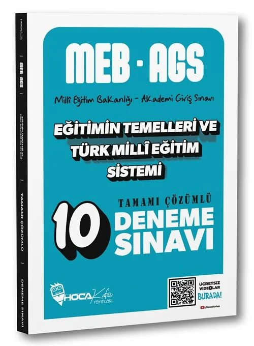 2025 MEB-AGS Eğitimin Temelleri ve Türk Milli Eğitim Sistemi 10 Deneme Çözümlü Hoca Kafası Yayınları