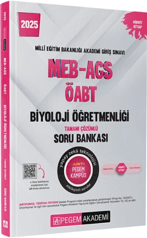 2025 MEB AGS ÖABT Biyoloji Öğretmenliği Tamamı Çözümlü Soru Bankası Pegem Akademi Yayıncılık