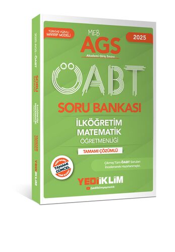 2025 MEB AGS ÖABT İlköğretim Matematik Öğretmenliği Tamamı Çözümlü Soru Bankası Yediiklim Yayınları