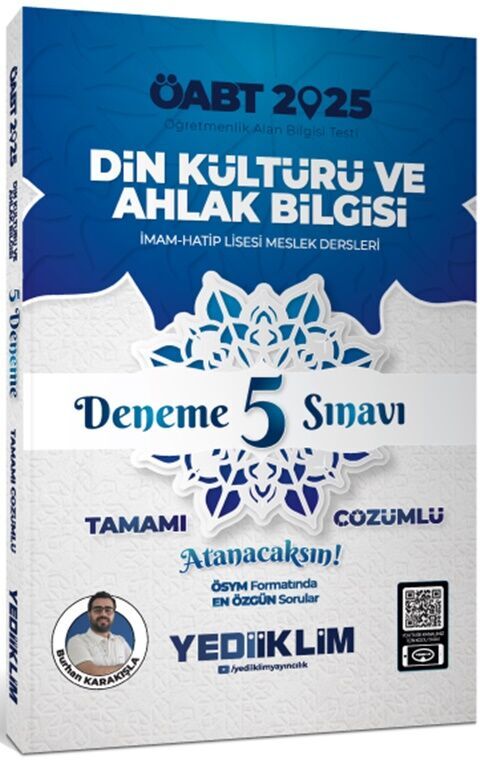 2025 ÖABT Din Kültürü ve Ahlak Bilgisi Tamamı Çözümlü Deneme 5 Sınavı Yediiklim Yayınları