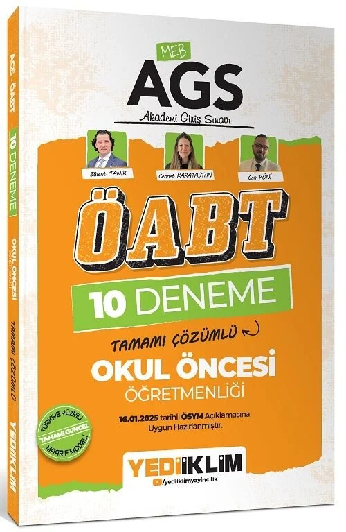 2025 ÖABT MEB-AGS Okul Öncesi Öğretmenliği 10 Deneme Çözümlü - Bülent Tanık, Can Köni, Cennet Karataştan Yediiklim Yayınları