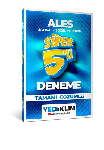 2026 ALES Sayısal - Sözel Yetenek Tamamı Çözümlü Süper 5`li Deneme Yediiklim Yayınları 2026 ALES Sayısal - Sözel Yetenek Tamamı Çözümlü Süper 5`li Deneme Yediiklim Yayınları