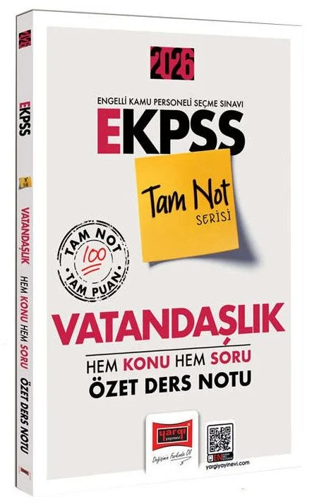 2026 EKPSS Vatandaşlık Hem Konu Hem Soru Özet Ders Notu Tam Not Serisi Yargı Yayınları