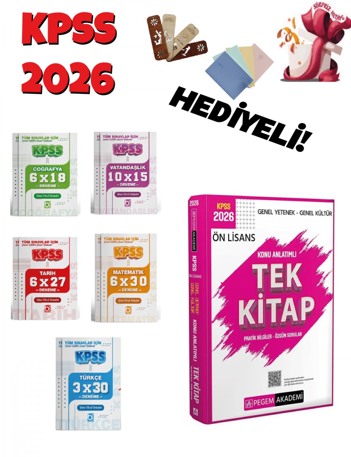 2026 KPSS GYGK Ön Lisans Konu Anlatımlı Tek Kitap ve Deneme Seti 6 Kitap Bigelio ve Pegem Yayıncılık