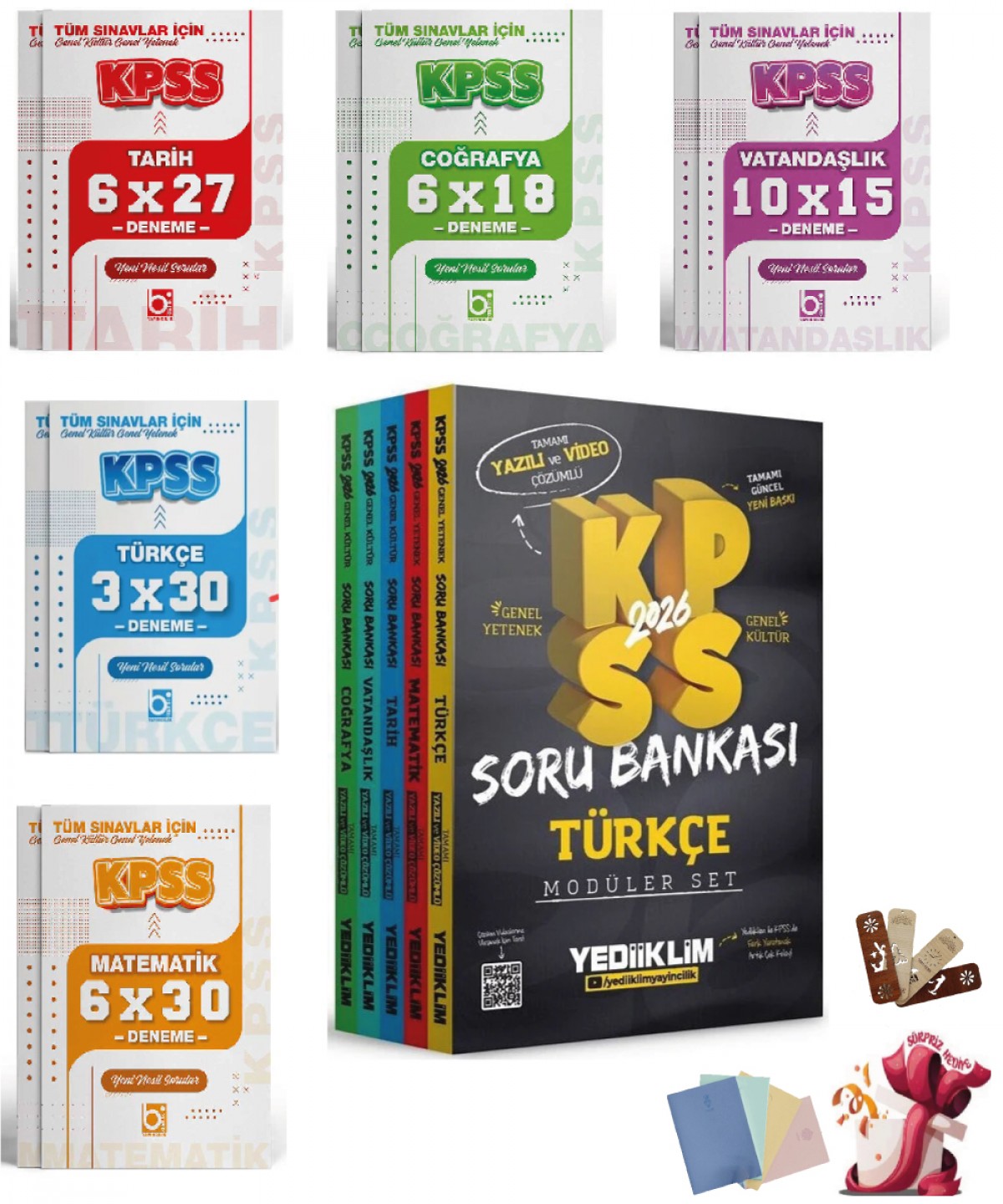 2026 KPSS Genel Yetenek Genel Kültür Hem Yazılı Hem Video Çözümlü Soru Bankası Modüler Set ve Deneme Seti Yediiklim ve Bigelio Yayıncılık