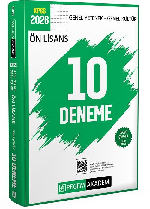2026 KPSS Genel Yetenek Genel Kültür Ön Lisans 10 Deneme Çözümlü Pegem Akademi Yayınları