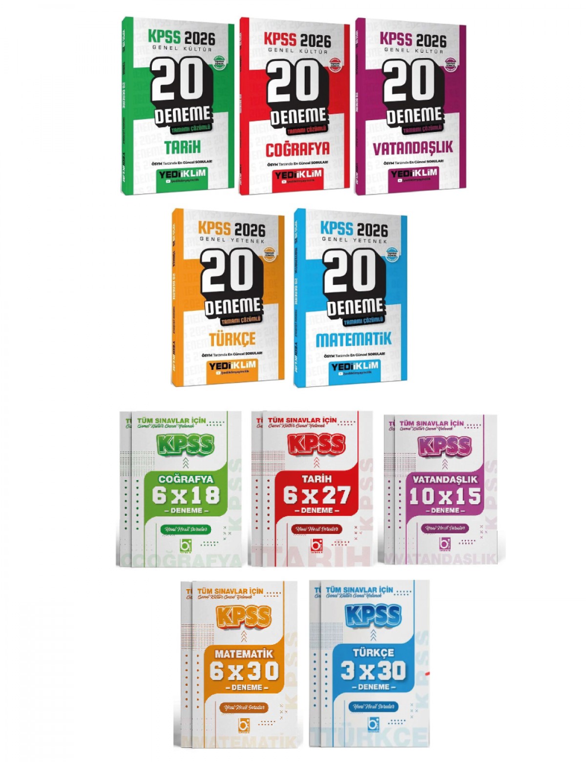 2026 KPSS Genel Yetenek Genel Kültür Tüm Dersler Deneme Seti 10 Kitap Yediiklim ve Bigelio Yayıncılık 2026 KPSS Genel Yetenek Genel Kültür Tüm Dersler Deneme Seti 10 Kitap Yediiklim ve Bigelio Yayıncılık