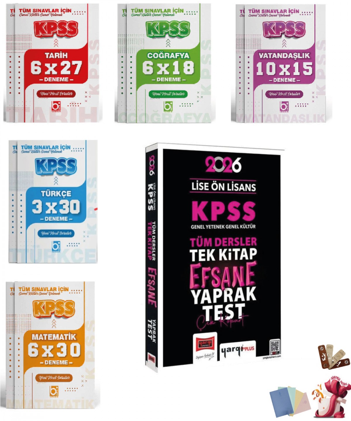 2026 KPSS Lise Ön Lisans Efsane Yaprak Test Tek Kitap ve Deneme Seti 6 Kitap Yargı ve Bigelio Yayıncılık