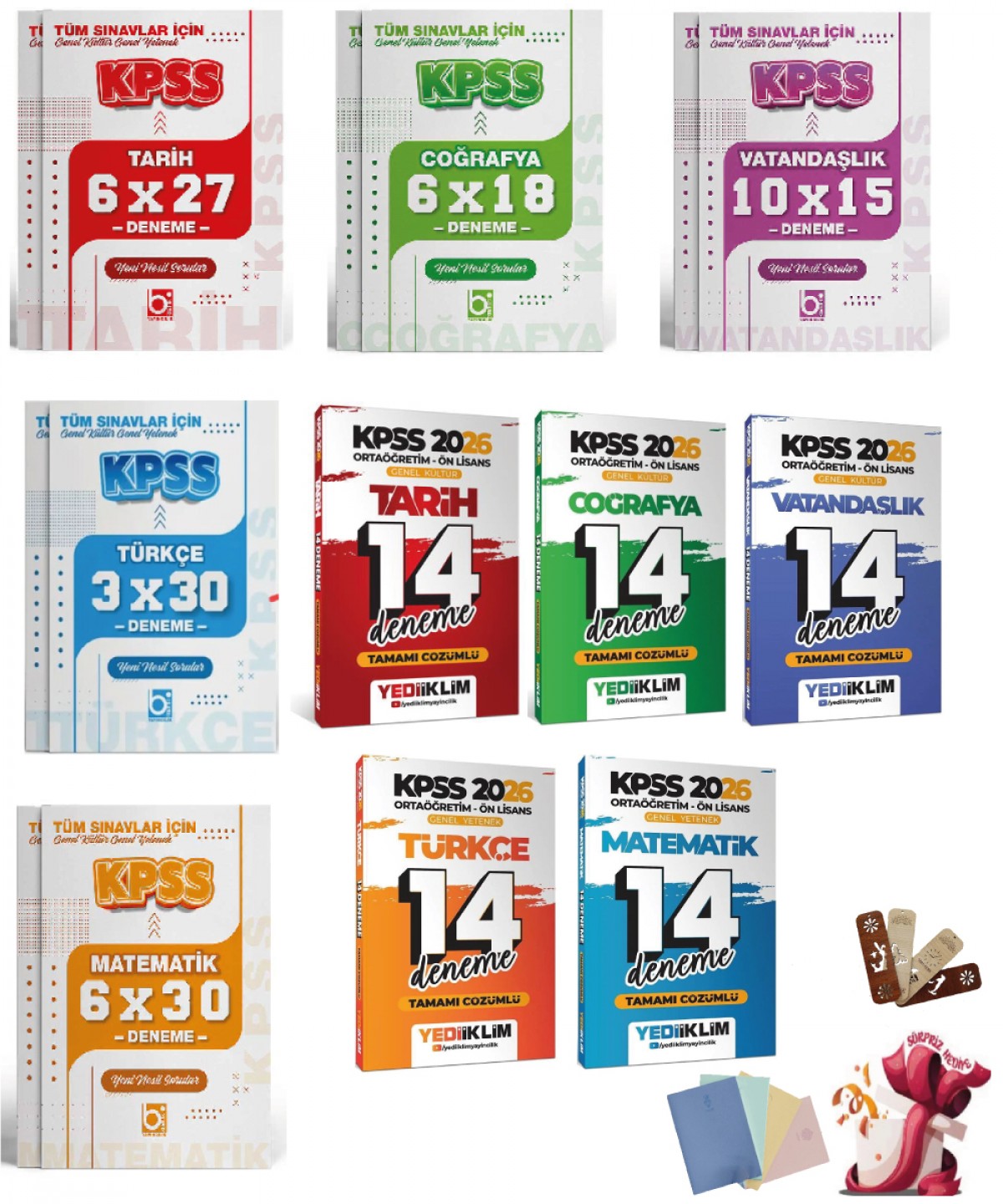 Yediiklim 2026 KPSS Lise Ortaöğretim Ön Lisans Genel Kültür Genel Yetenek Deneme Seti Yediiklim ve Bigelio Yayıncılık Yediiklim 2026 KPSS Lise Ortaöğretim Ön Lisans Genel Kültür Genel Yetenek Deneme Seti Yediiklim ve Bigelio Yayıncılık