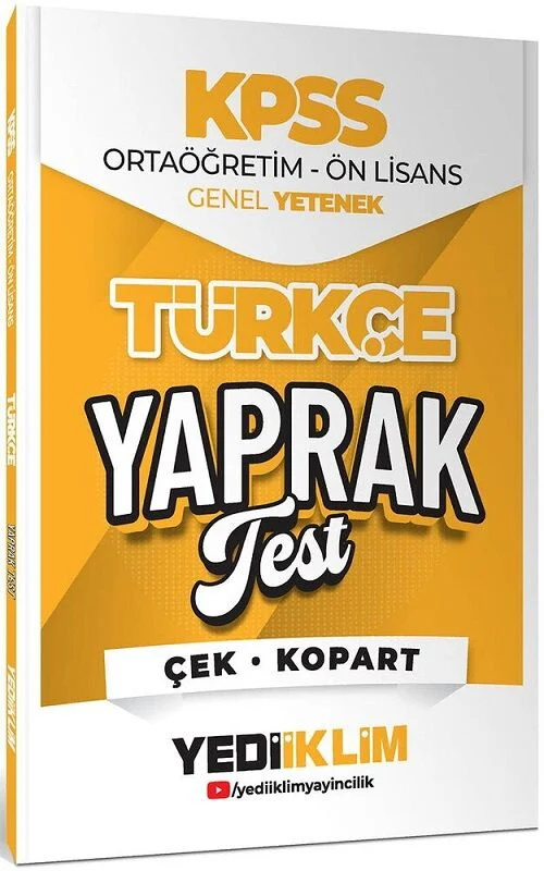 2026 KPSS Lise Ortaöğretim Ön Lisans Türkçe Yaprak Test Yediiklim Yayınları