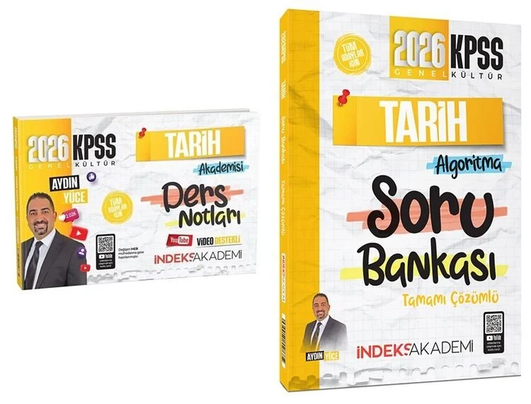 2026 KPSS Tarih Akademisi Video Ders Notları + Soru Bankası 2 li Set - Aydın Yüce İndeks Akademi Yayıncılık 2026 KPSS Tarih Akademisi Video Ders Notları + Soru Bankası 2 li Set - Aydın Yüce İndeks Akademi Yayıncılık