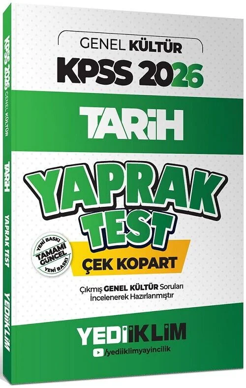 2026 KPSS Tarih Yaprak Test Yediiklim Yayınları 2026 KPSS Tarih Yaprak Test Yediiklim Yayınları