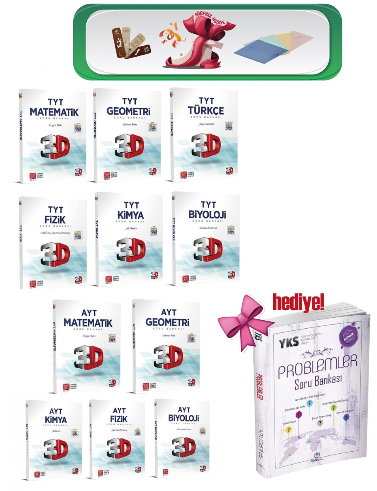 3D Çözüm Yayınları 2026 YKS TYT AYT Tüm Dersler Mega Set 11 Kitap + Kitap ve Süpriz Hediyeli