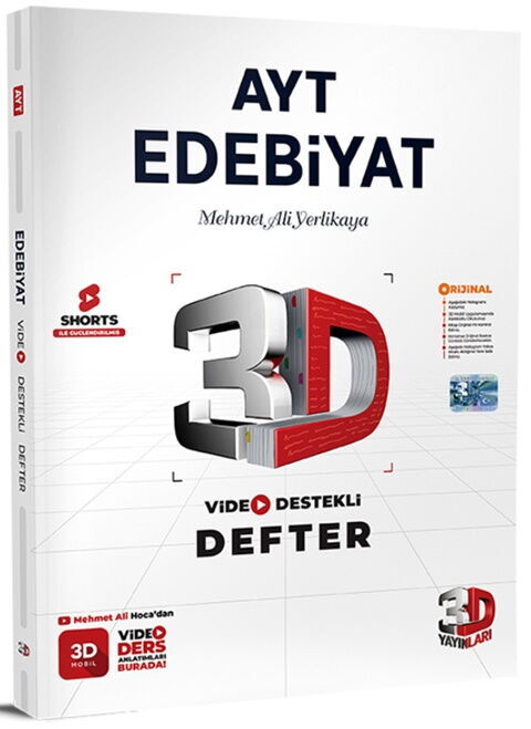 3D Yayınları AYT Edebiyat Video Destekli Defter 3D Yayınları AYT Edebiyat Video Destekli Defter