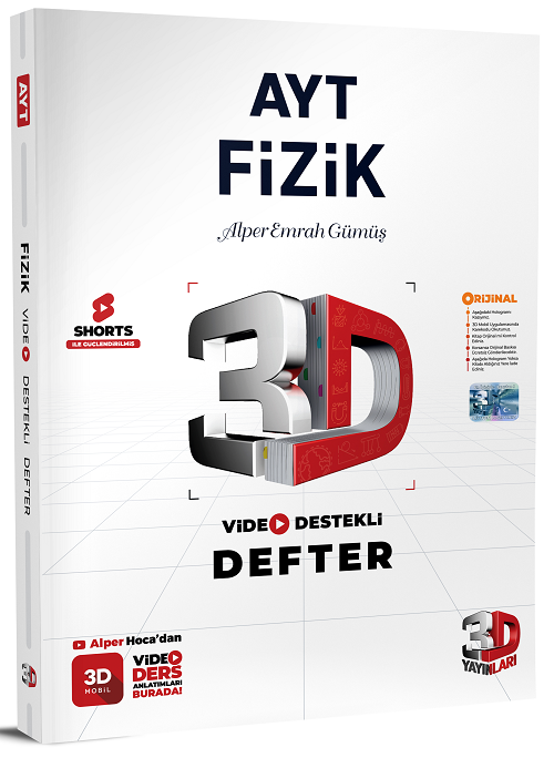 YKS AYT Fizik Video Destekli Defter 3D Yayınları YKS AYT Fizik Video Destekli Defter 3D Yayınları