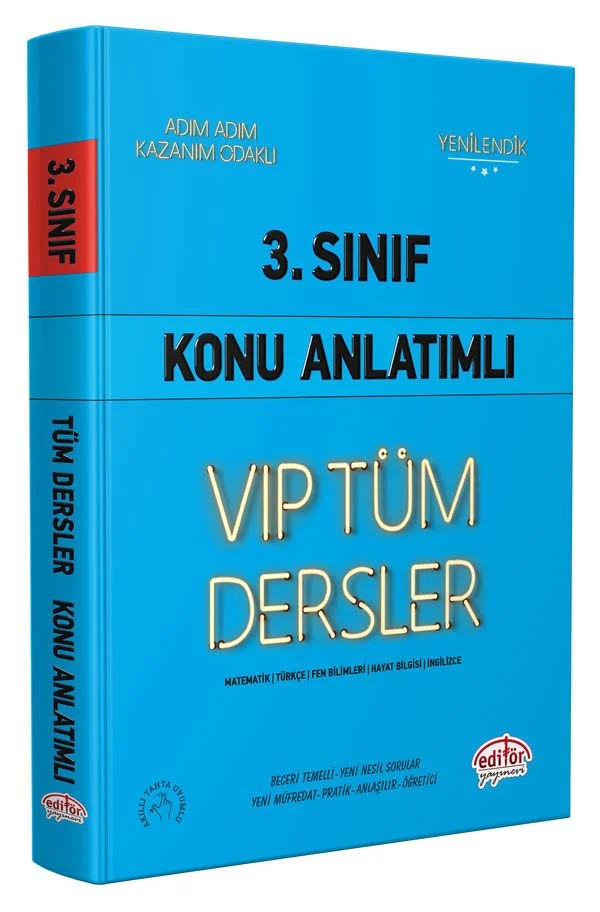 3.Sınıf Vip Tüm Dersler Konu Anlatımlı Mavi Kitap Editör Yayınları