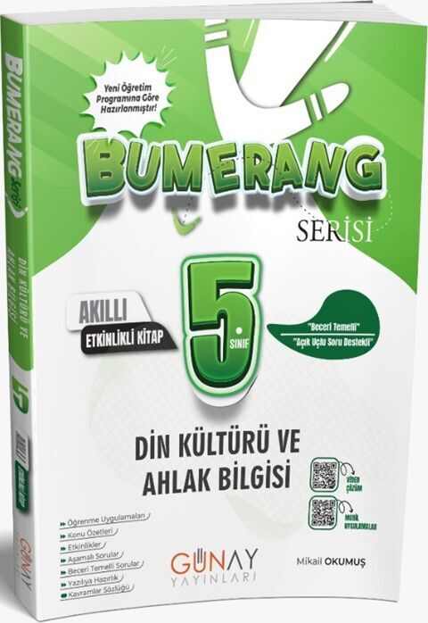 5. Sınıf Din Kültürü ve Ahlak Bilgisi Bumerang Etkinlikli Akıllı Defter Kitap Günay Yayınları