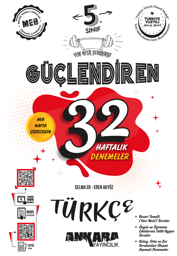 5. Sınıf Güçlendiren 32 Haftalık Türkçe Kazanım Denemeleri Ankara Yayıncılık