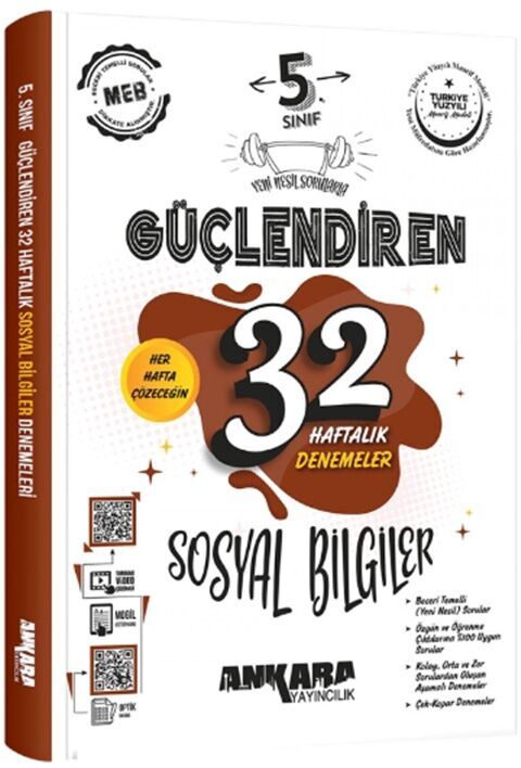5. Sınıf Sosyal Bilgiler Güçlendiren 32 Haftalık Denemeleri Ankara Yayıncılık