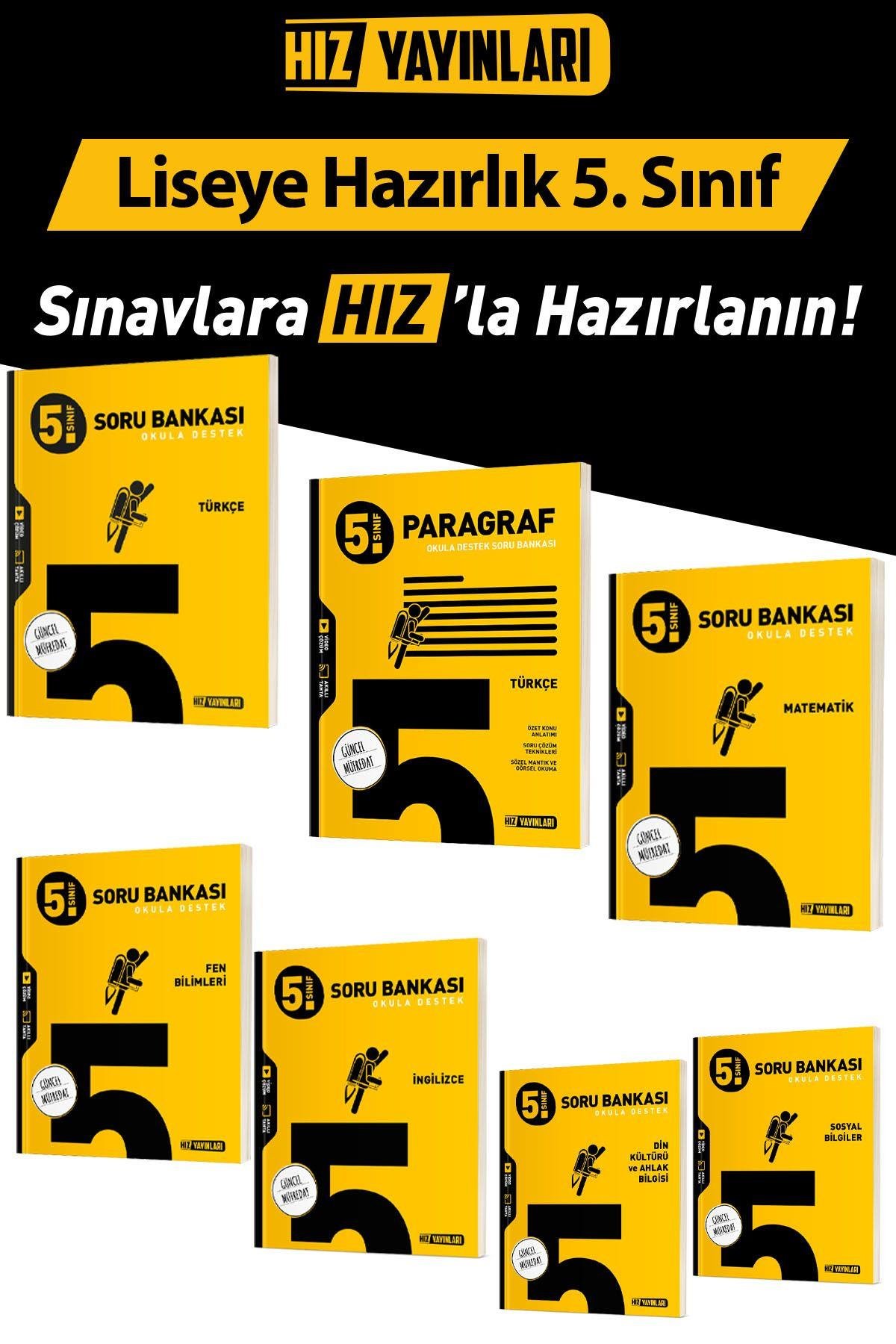 5.Sınıf Tüm Dersler Soru Bankası Seti Güncel Baskı 7 Kitap Hız Yayınları