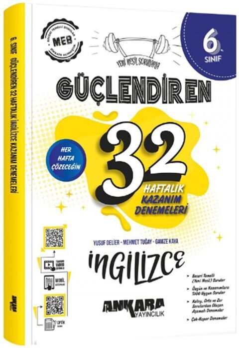 6. Sınıf İngilizce 32 Haftalık Güçlendiren Kazanım Denemeleri Ankara Yayıncılık