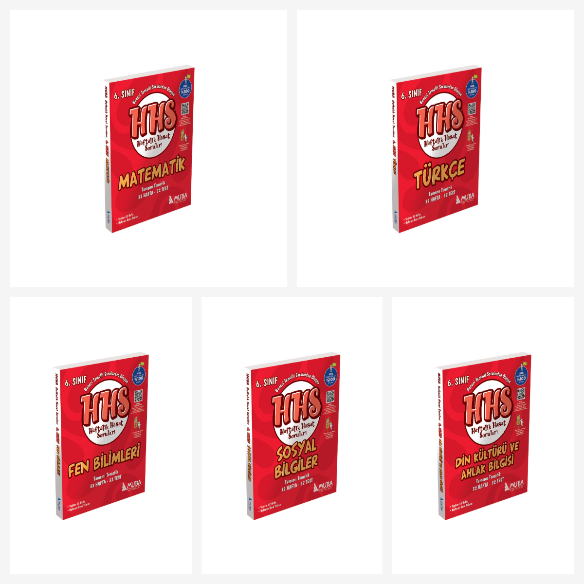 6. Sınıf Tüm Dersler Haftalık Hasat Soruları Seti 5 Kitap Muba Yayınları