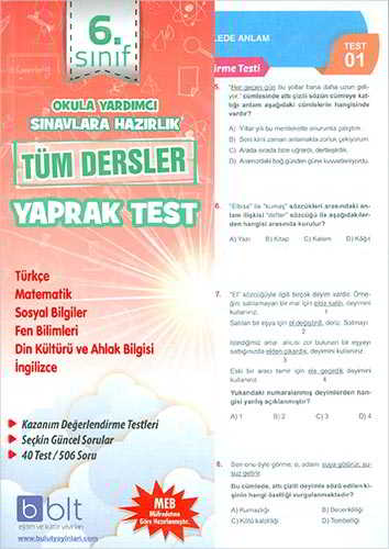 6. Sınıf Tüm Dersler Yaprak Test Bulut Yayınları