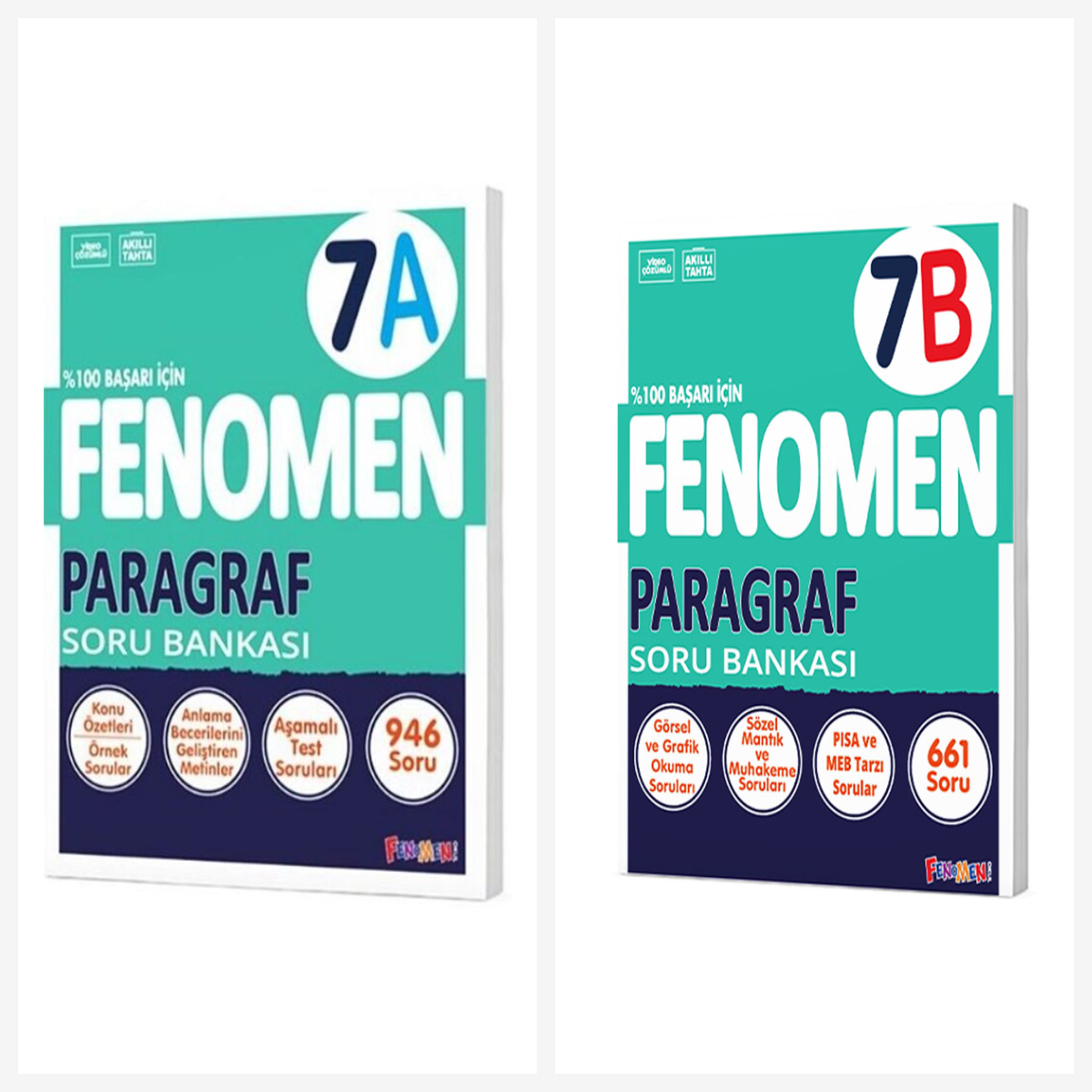 7. Sınıf Fenomen Paragraf A + B Soru Bankası Seti 2 Kitap Fenomen Yayınları
