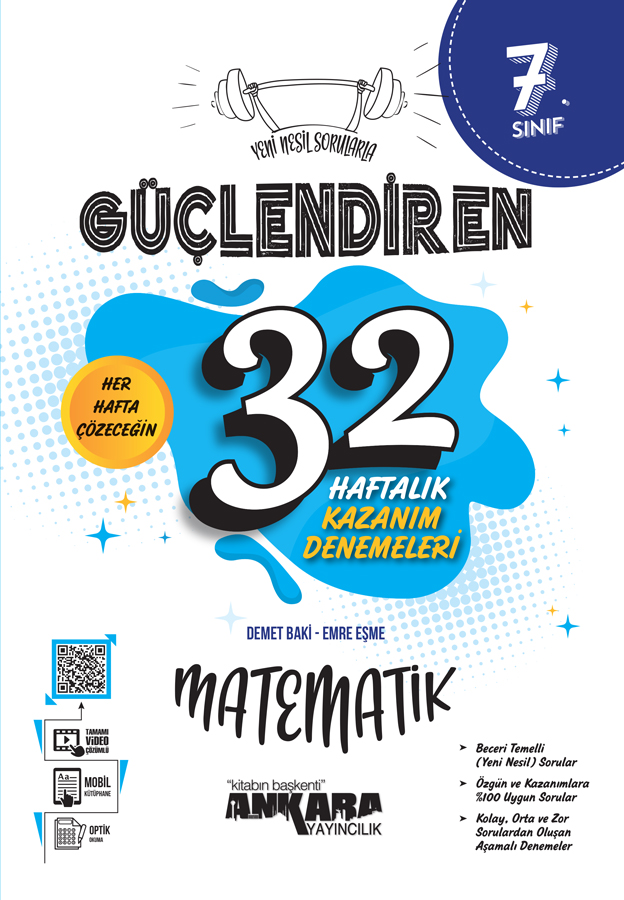 Ankara 7. Sınıf Güçlendiren 32 Haftalık Matematik Kazanım Denemeleri Ankara Yayıncılık Ankara 7. Sınıf Güçlendiren 32 Haftalık Matematik Kazanım Denemeleri Ankara Yayıncılık