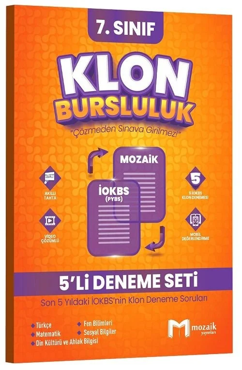 7. Sınıf Klon Bursluluk 5 li Deneme Seti Çözümlü Mozaik Yayınları